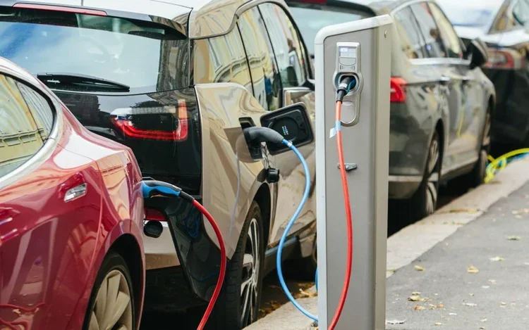 Electric vehicle charging equipment installed at a commercial parking location